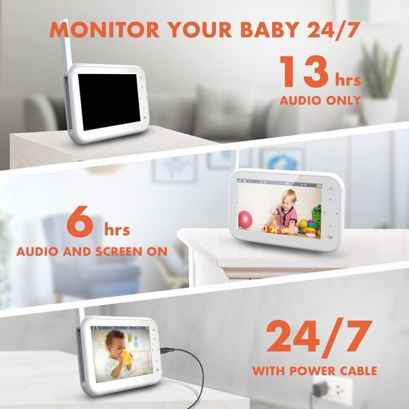 REXING BM1 Baby Monitor w/ Recording Capabilities 4.5” Display, 720p Video/Audio - Picture 3 of 4